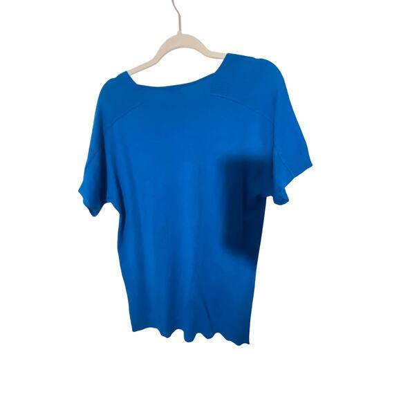 Chicos 1 Medium Sailor Chic Cotton Blue Lagenlook SS Front Pocket Blouse - Picture 5 of 5